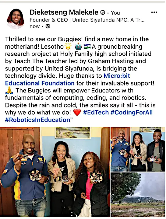 Many thanks to the micro:bit Foundation for their gift of the micro:bits,  Kitronik for their generous discount and Rotary for funding the robotics boards.